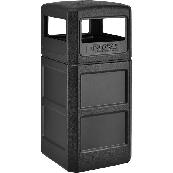 Global Industrial Square Outdoor Can, Black, Plastic, 18-1/2 in 641414BK - main